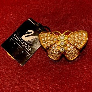 Vintage Swarovski crystal butterfly pin